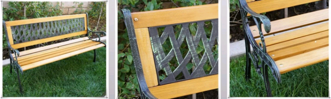 Duurzame Openbare Sier van het de LatjesGietijzer van Ijzerdelen Houten Openlucht de Tuinstoel