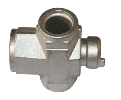 304 Stainless Steel 3 Way Valve Body Casting Natural Color Sandblasting Finish